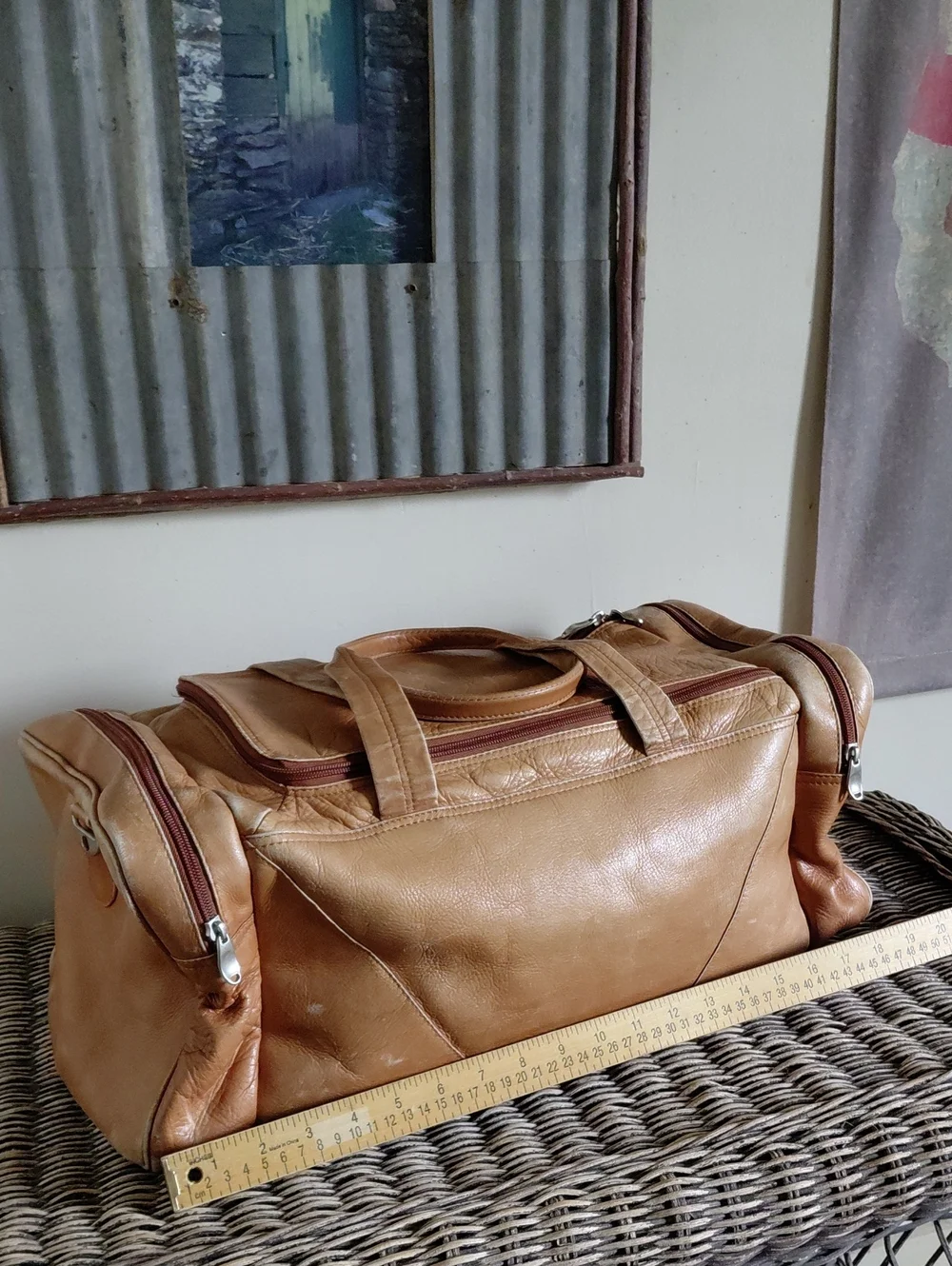 Vintage Leather Travel Weekender Duffel Bag *Final Price*